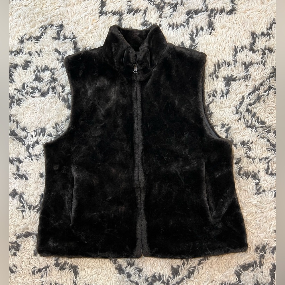 Women’s Vintage Blassport Size L Brown Reversible Faux Fur Zip Up Vest